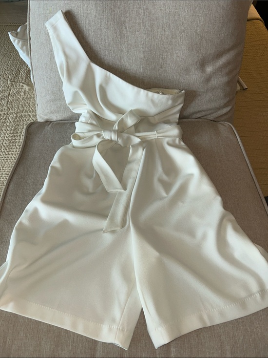 Calvin Klein Pants - Calvin Klein White One-Shoulder High-Waist Tie-Belt Shorts